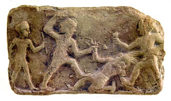 Gilgamesch
              und Enkidu erschlagen Humbaba im Zedernwald